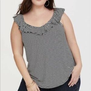 Torrid - black and white ruffled tank Size 1